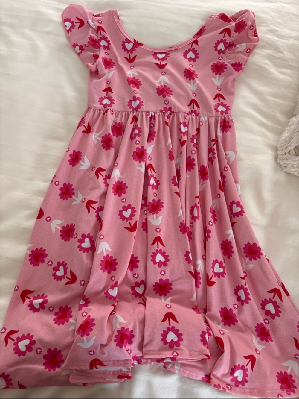 Dot Dot Smile Pink Floral Flutter Sleeve Dress
